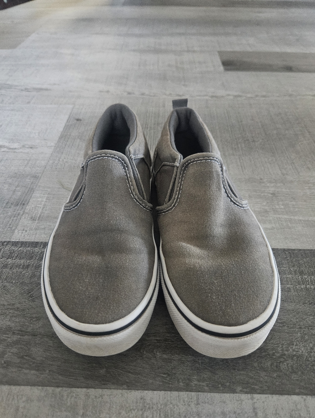Vans Gray Canvas Slip-On Sneakers